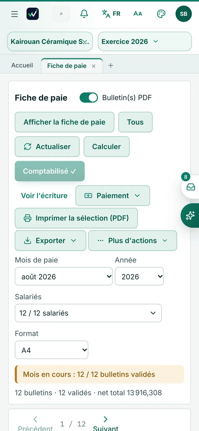 Bulletins de paie consultés depuis le mobile