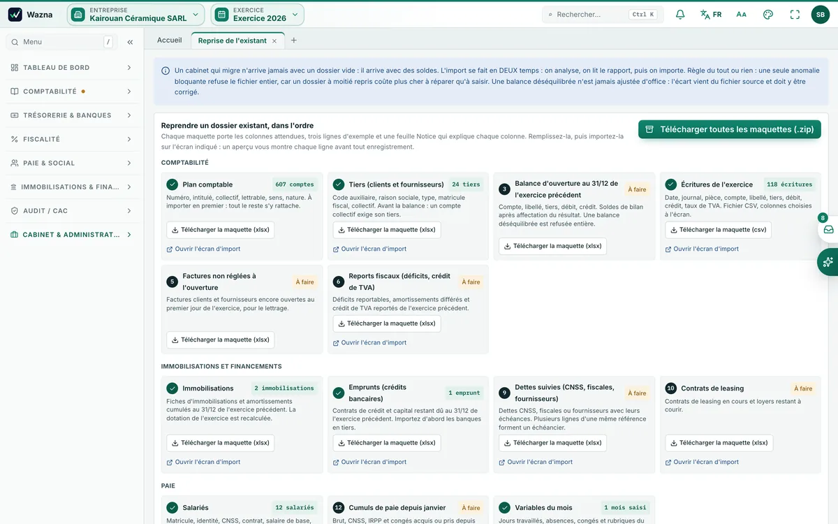Import d’une balance d’ouverture avec aperçu et contrôles